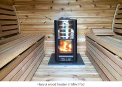Harvia wood heater in Mini Pod