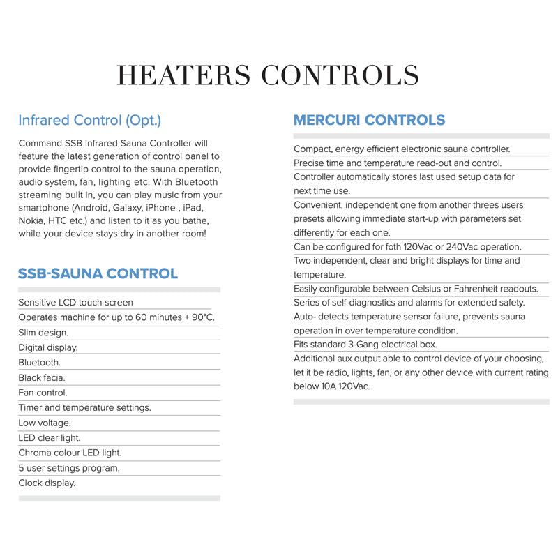 Infra-core Sauna Heater Controls