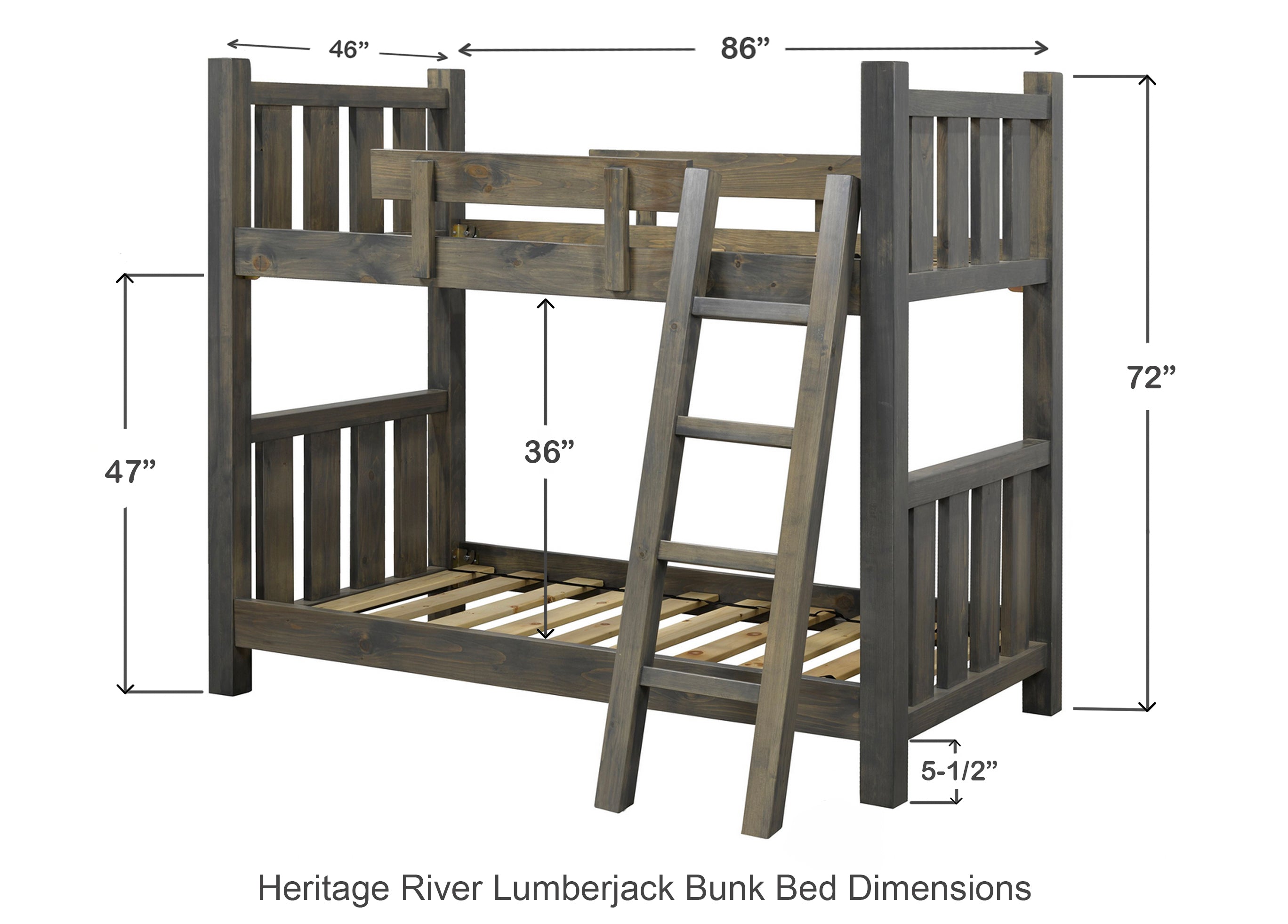 Heritage River Lumberjack Bunk Bed Dimensions
