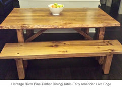 Heritage River Pine Timber Dining Table and bench