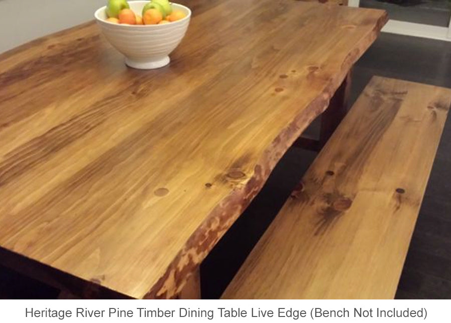 Heritage River Pine Timber Dining Table and bench is ready for the cottage