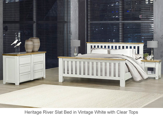 Heritage River Pine Slat Bed in two tone stain