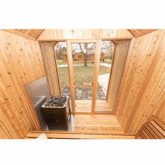 Knotty Cedar Hudson Pure Cure Sauna Interior Looking Outside