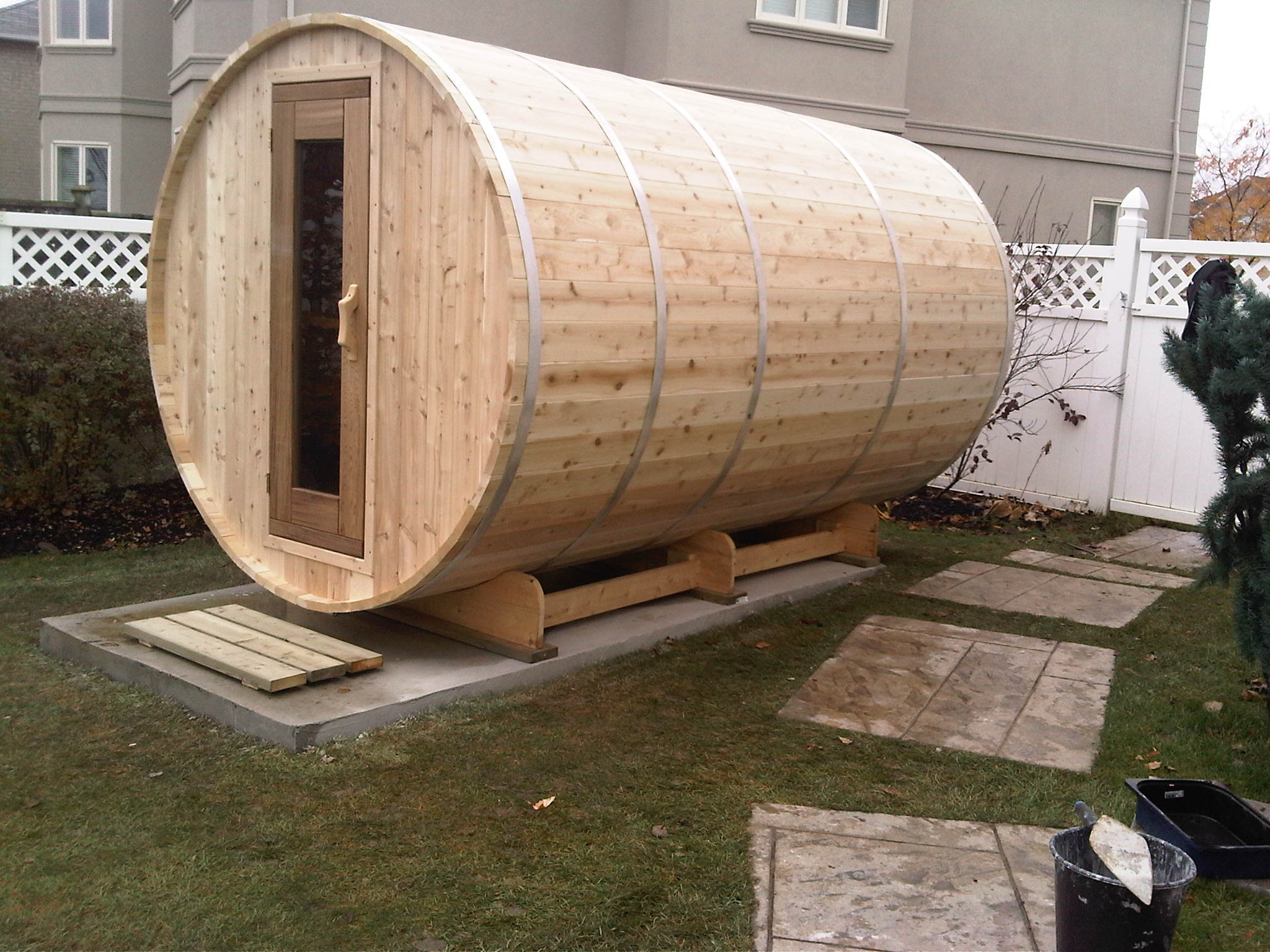 Large Knotty Cedar Barrel sauna