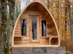 Red Cedar Pod Sauna with porch and 2 windows