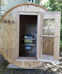 Knotty Barrel Sauna with Electric heater