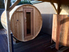 Knotty Barrel sauna at home