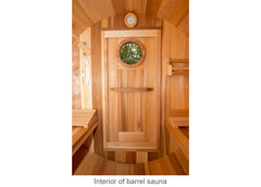 Interior of barrel sauna