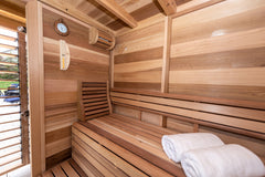 Clear Cedar Pure Cube Outdoor Sauna with Shower