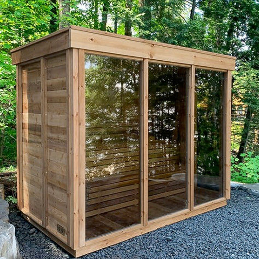 Knotty Cedar Modern Box OUTDOOR Sauna - Large
