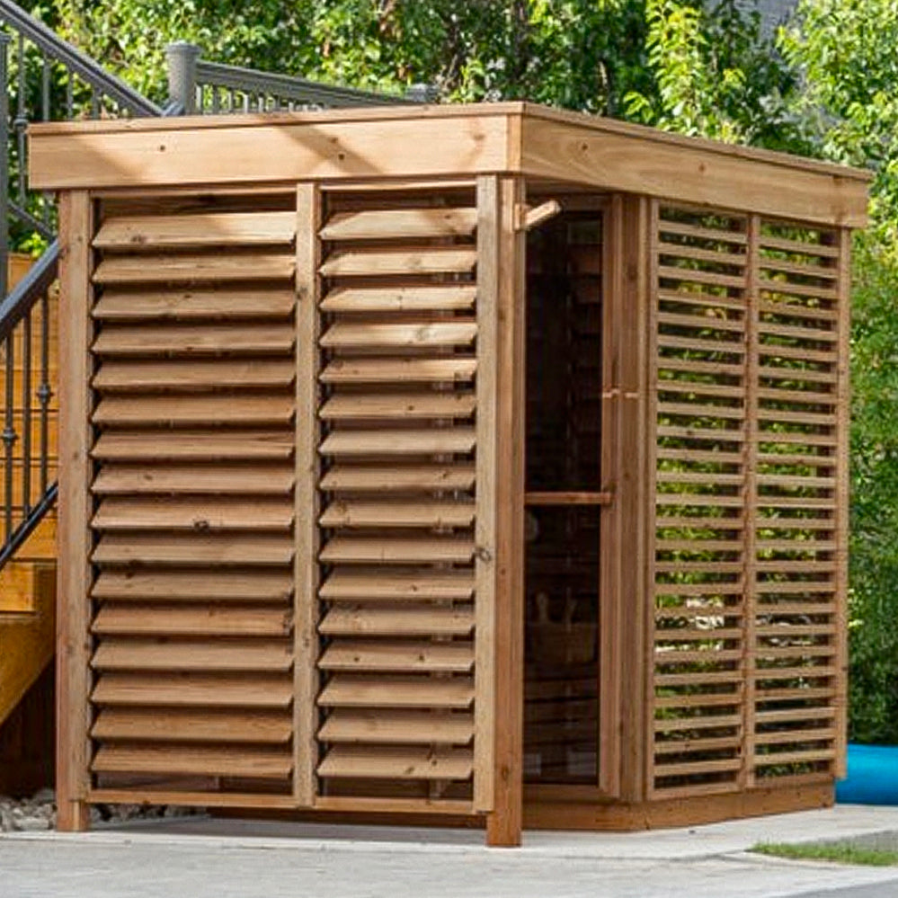Knotty Cedar Modern Box OUTDOOR Sauna with Shower