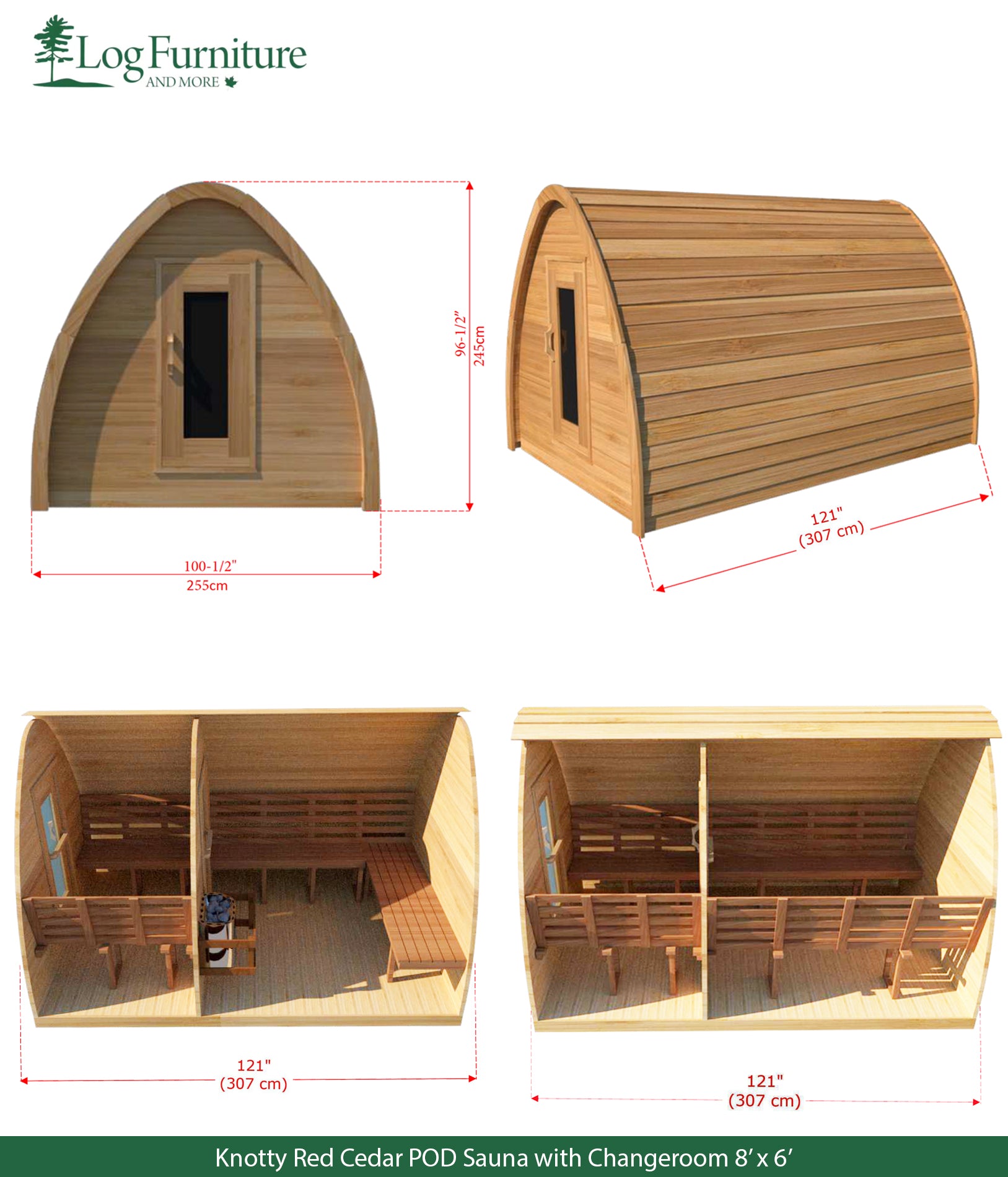 Knotty Red Cedar POD Sauna with Changeroom 8' x 6'