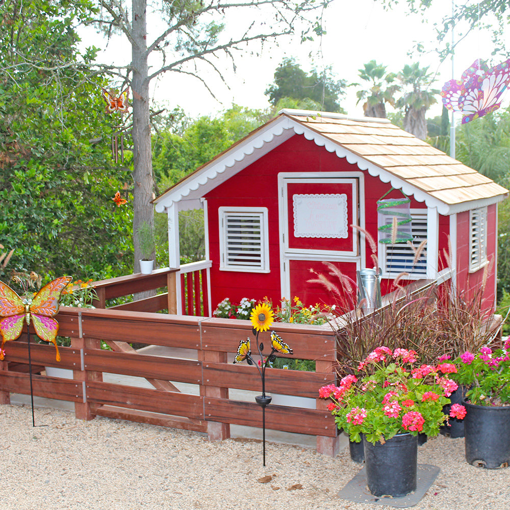Jordan Cottage Playhouse with Front Porch Painted Red