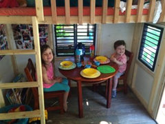 Jordan Cottage Playhouse with Loft and Front Porch with Play Kitchen Inside