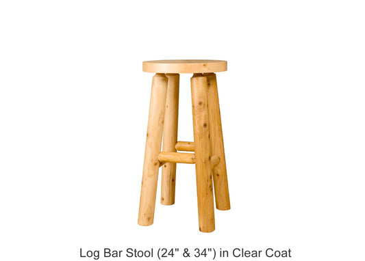 Log Bar Stool (24" & 34") in Clear Coat