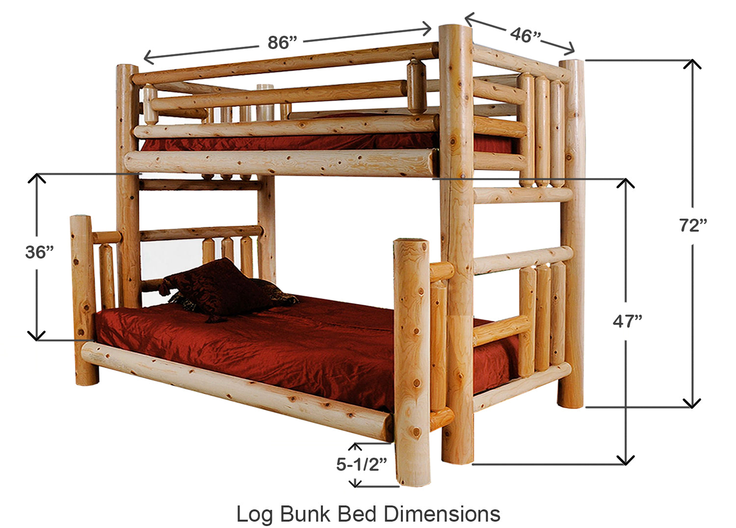 Log Bunk Bed Dimensions