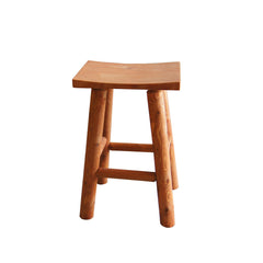 Log Saddle Seat Bar Stool in Mahogony Outdoor Stain