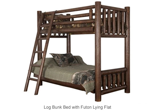 Log Bunk Bed with Futon flat