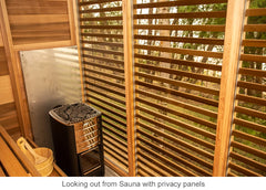 Looking out from Sauna with privacy panels