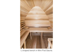 L shaped bench in Mini Pod Sauna