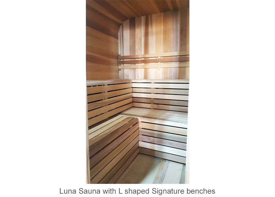 Luna Sauna with L shaped signature benches