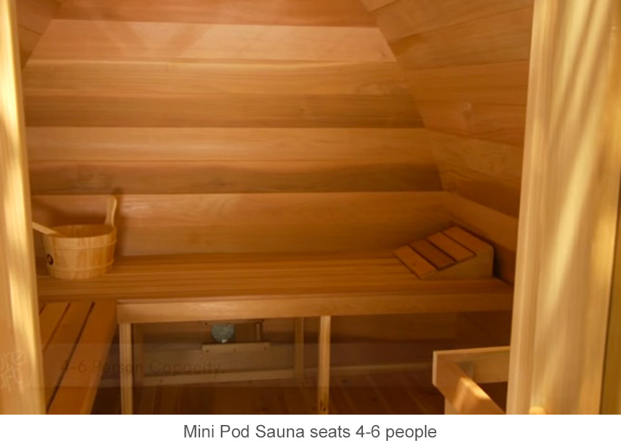 Mini Pod Sauna seats 4 to 6 people