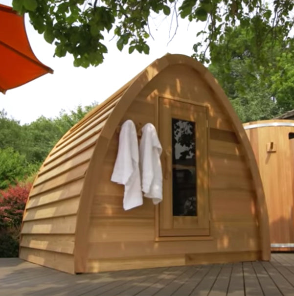 Mini POD Outdoor Clear Red Cedar Sauna great for small families