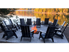 Modern Adirondack Chairs around Camp Fire