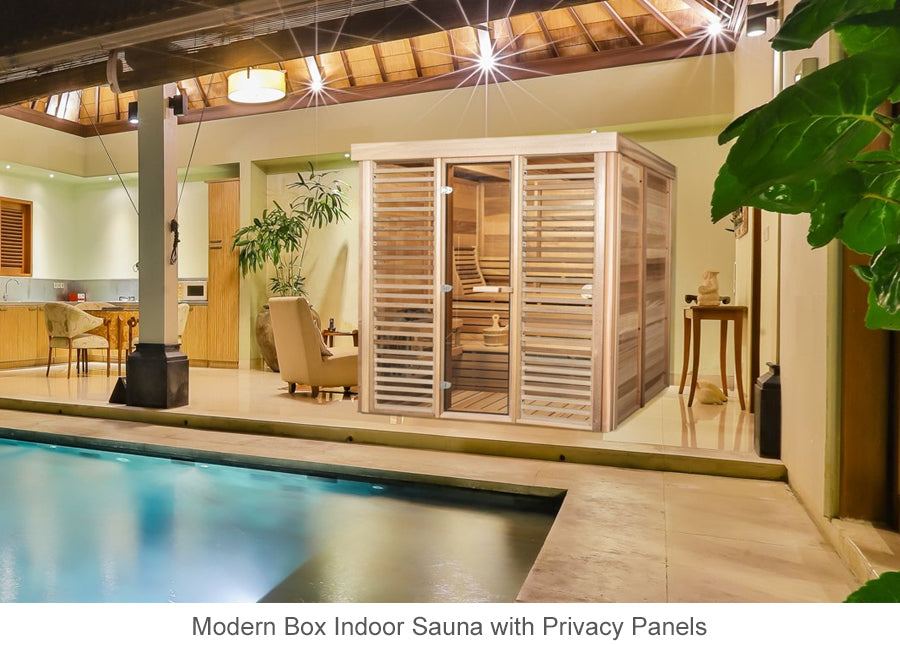 Modern Box Indoor Sauna with Privacy Panels