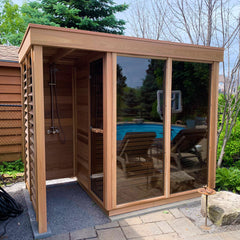 Modern Box OUTDOOR Sauna with Shower by the Pool