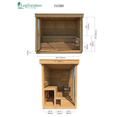 Clear Cedar Pure Cube Outdoor Sauna - Large