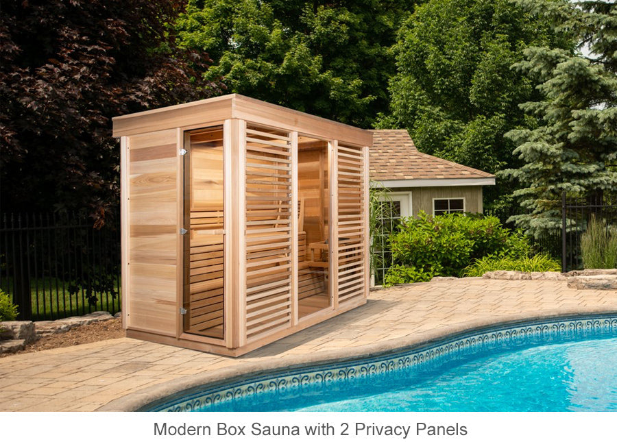 Modern Box Sauna with 2 Privacy Panels