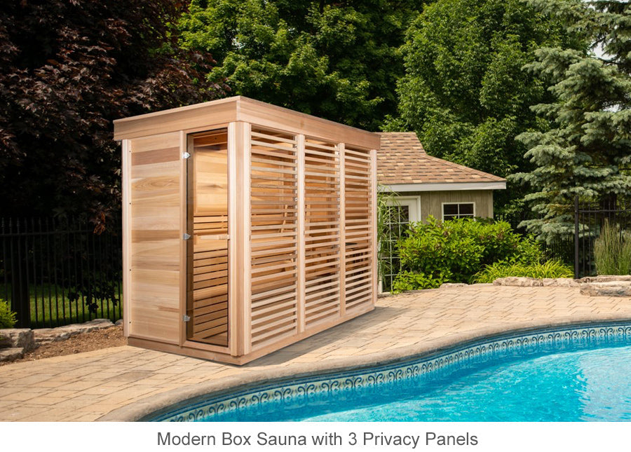 Modern Box Sauna with 3 Privacy Panels