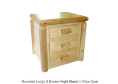Mountain Lodge 3 Drawer Night Stand in Clear Coat