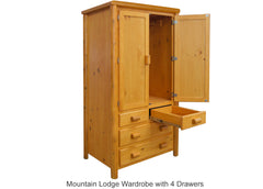 Mountain Lodge 4 Drawer Wardrobe Interior