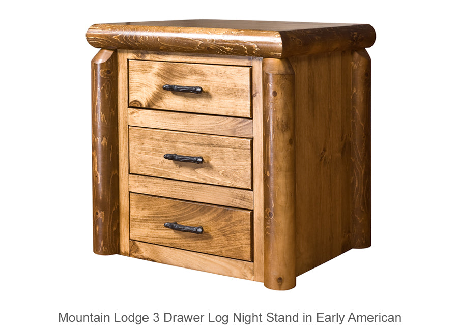 Mountain Lodge 3 Drawer Log Night Stand