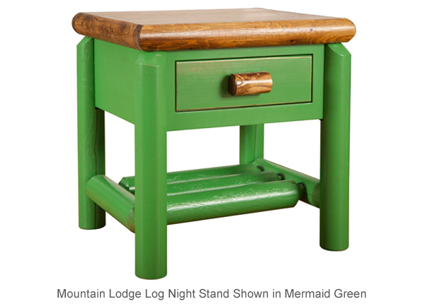 Mountain Lodge 1 Drawer Log Night Stand grass green two tone