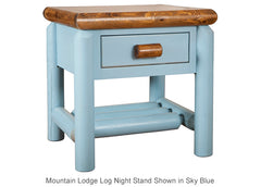 Mountain Lodge 1 Drawer Log Night Stand sky blue two tone