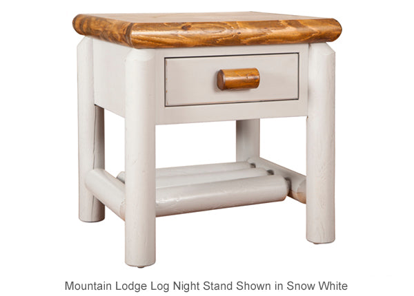 Mountain Lodge 1 Drawer Log Night Stand white two tone