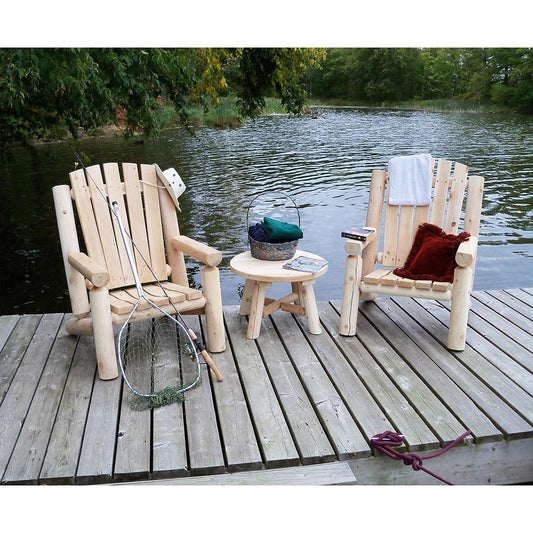 Muskoka outdoor Log Chair is great by the lake
