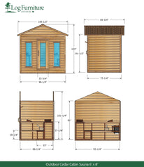 Outdoor Cedar Cabin Sauna - 6' x 8'