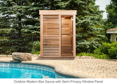 Outdoor Modern Box Sauna with Semi-Privacy Window Panel