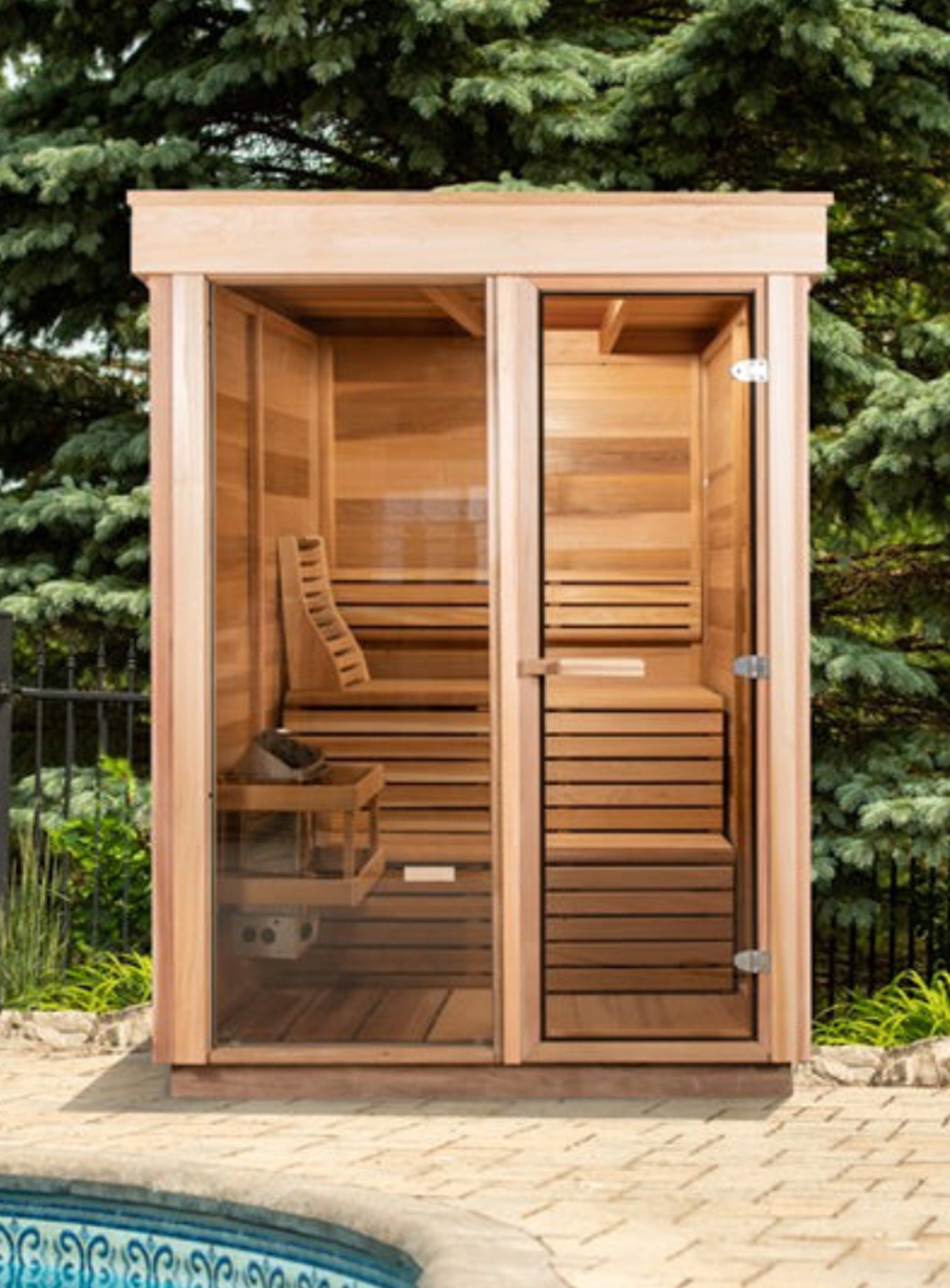 Outdoor Modern Box Sauna with Tempered Glass
