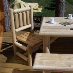 Outdoor Log Dining Side Chair by table
