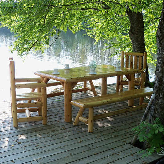 Outdoor Log Dining Table perfect for patio