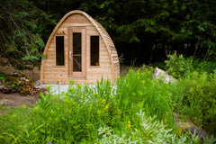 Knotty Pod sauna with 2 windows