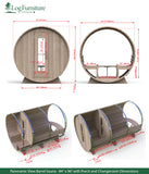 Panoramic View Barrel Sauna - 84" x 96” with Porch and Changeroom Dimensions