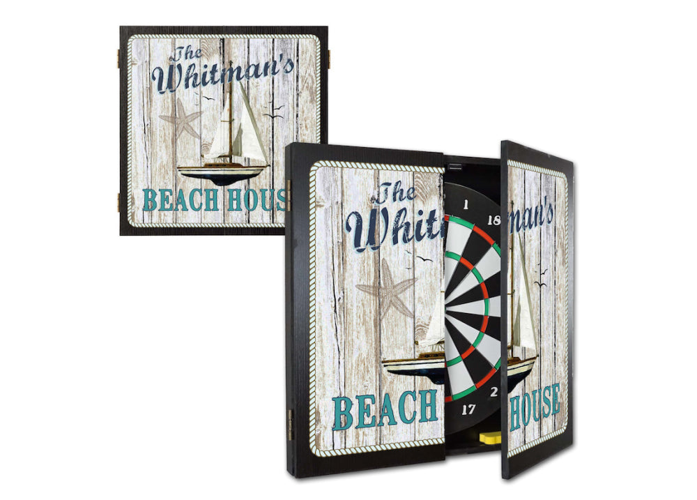 Personalized Beach House Dartboard & Cabinet Set