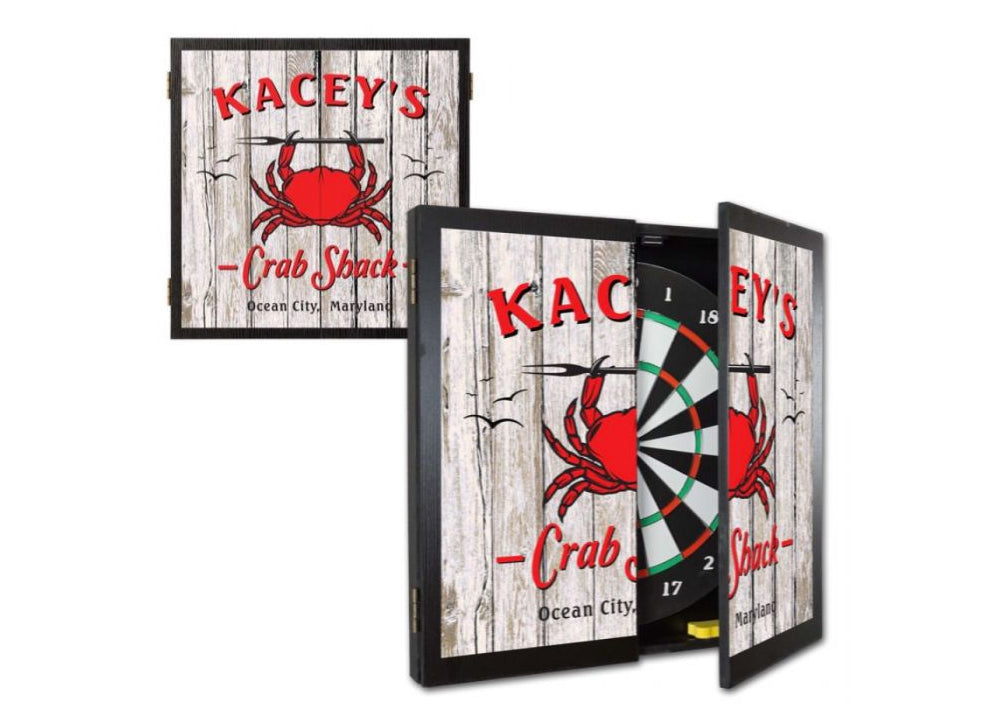 Personalized Crab Shack Dartboard & Cabinet Set