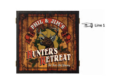 Personalized Hunters Retreat Dartboard & Cabinet Set Line 1